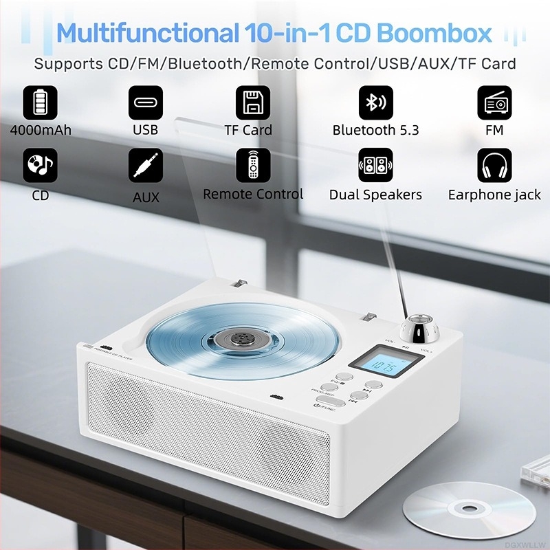 Player CD/MP3 portabil cu difuzor Bluetooth și radio FM