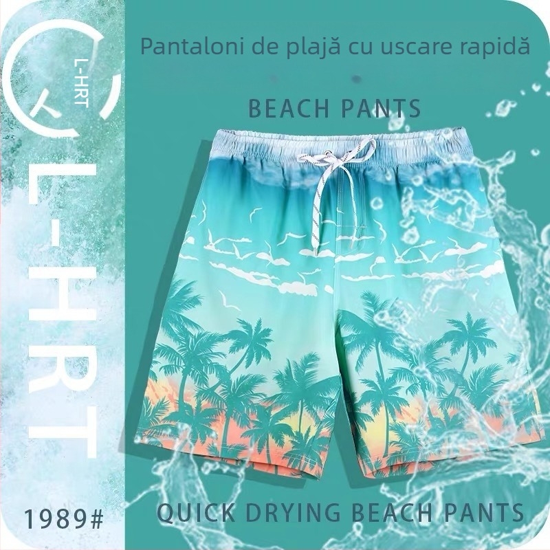 Șorturi casual cu imprimeu floral, uscate rapid, croială lejeră, șorturi de plajă pentru bărbați și femei, mărime mare