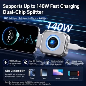 X01 Type-C încărcare rapidă 140W cu recunoaștere AI a întreruperii și separator de încărcare completă
