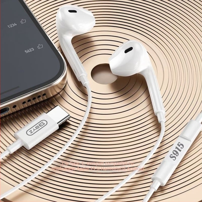Căști stereo Type-C cablate, cu cip digital, compatibile cu iPhone 15, model S915