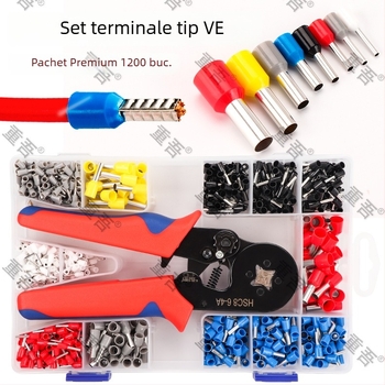 Set VE terminale de tip tub, 1200 buc., în cutie, conectori cu pini, capete de tip tub E