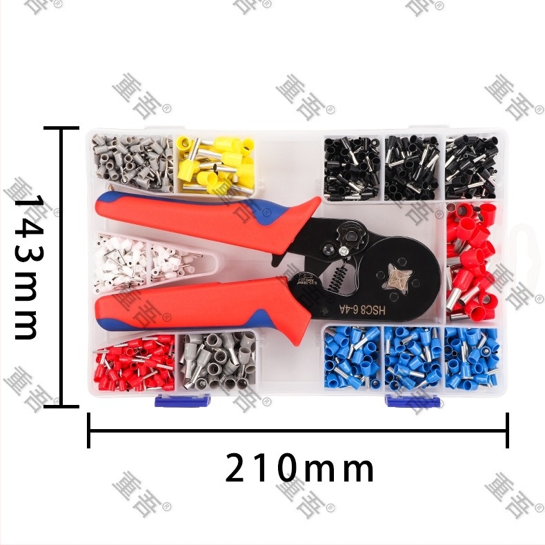 Set VE terminale de tip tub, 1200 buc., în cutie, conectori cu pini, capete de tip tub E