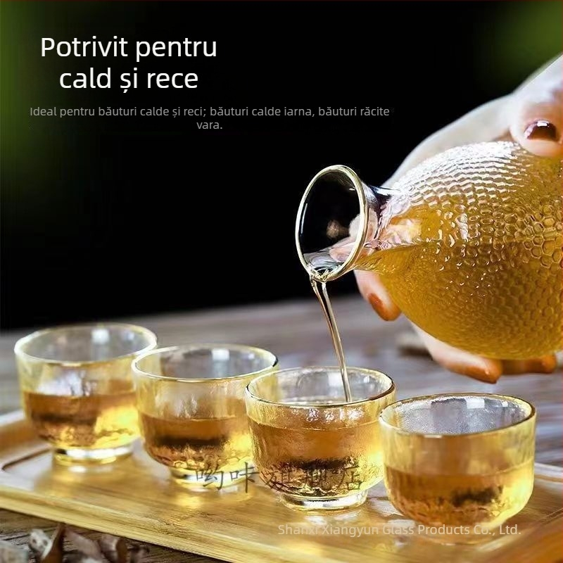 Set de pahare din sticlă pentru uz casnic, decantor transparent pentru băuturi spirtoase și set de saké, stil minimalist