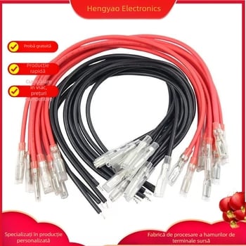 Sârmă arc 2.8/3.8/4.8/6.3 mm, cablu terminal roșu-negru, cu un capăt sau două capete, cablu de conectare izolat