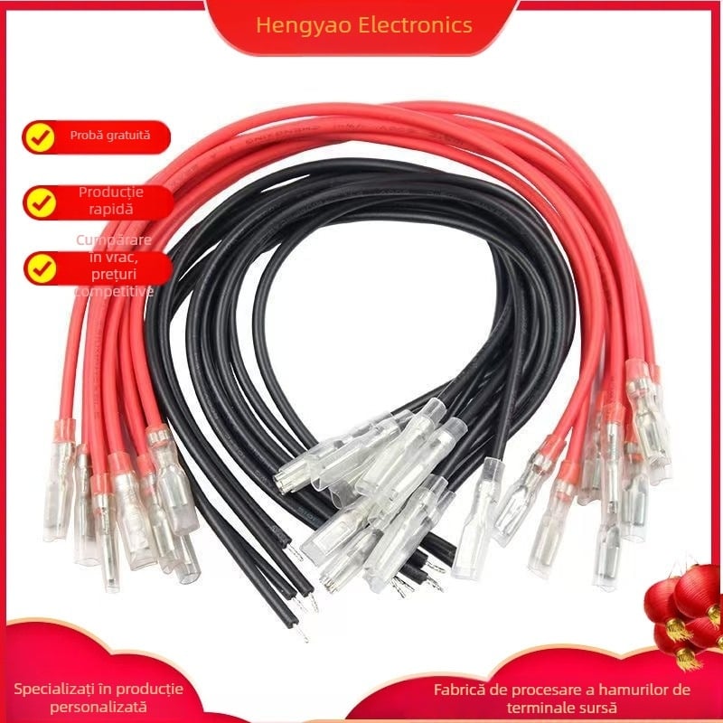 Sârmă arc 2.8/3.8/4.8/6.3 mm, cablu terminal roșu-negru, cu un capăt sau două capete, cablu de conectare izolat