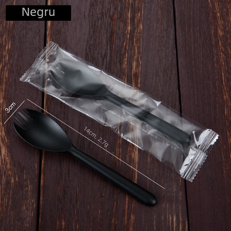 Tacâmuri din plastic de unică folosință pentru fructe și deserturi, ambalate individual