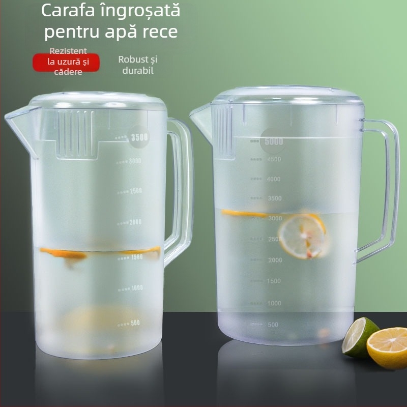Cană de apă rece din PC pentru magazin de milk tea, mare capacitate, cu capac, rezistent la temperaturi înalte, cu scară de măsură, pentru ceai și suc