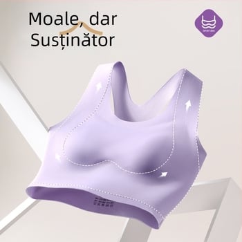Sutien sport fără cusătură, cu lift pentru femei cu bust mare, reduce silueta, susține sânii laterali, fără sârmă, cupe fixe