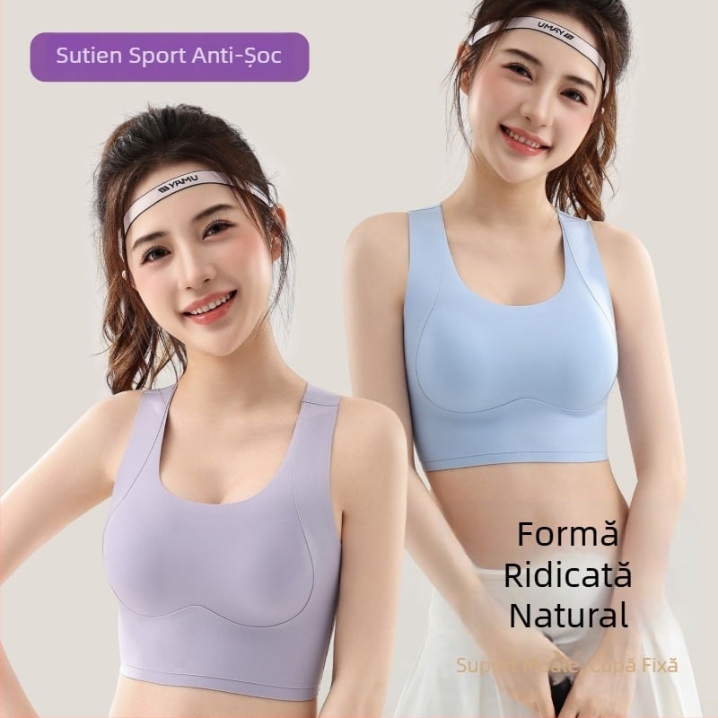 Sutien sport fără cusătură, cu lift pentru femei cu bust mare, reduce silueta, susține sânii laterali, fără sârmă, cupe fixe