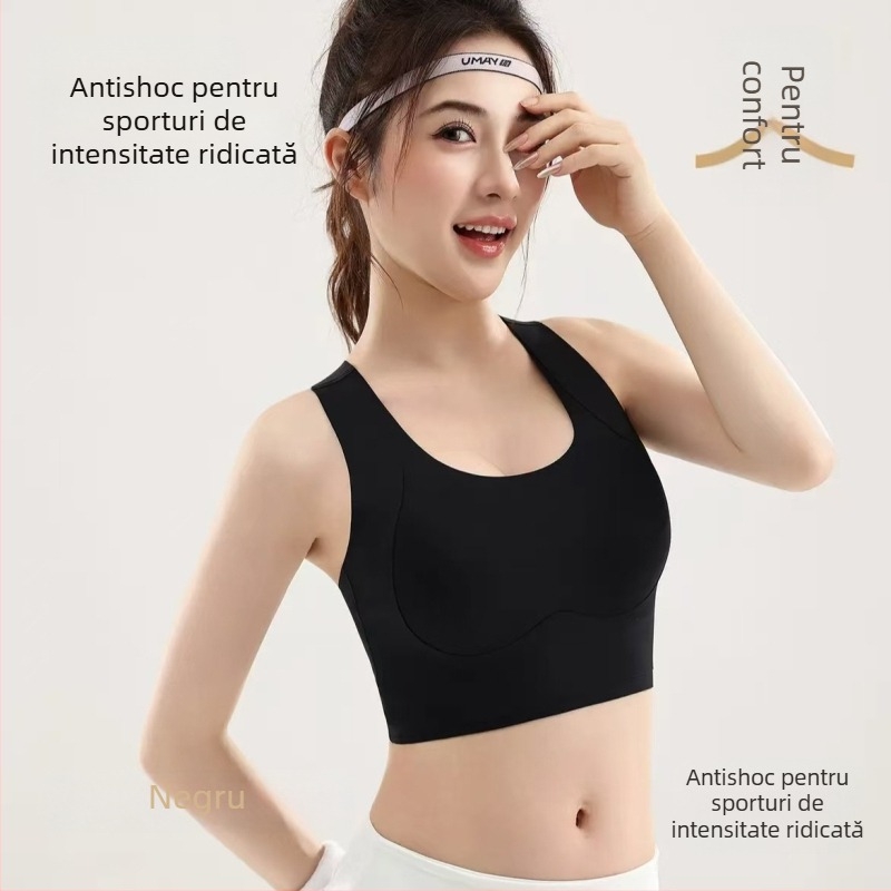 Sutien sport fără cusătură, cu lift pentru femei cu bust mare, reduce silueta, susține sânii laterali, fără sârmă, cupe fixe