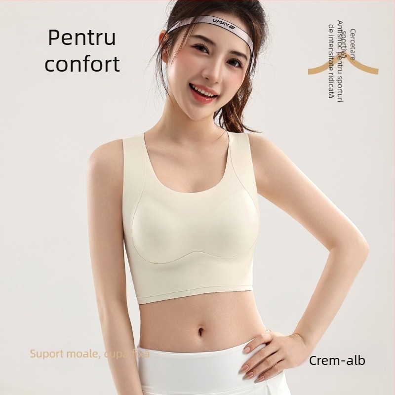 Sutien sport fără cusătură, cu lift pentru femei cu bust mare, reduce silueta, susține sânii laterali, fără sârmă, cupe fixe
