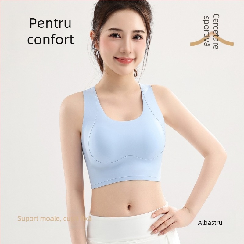 Sutien sport fără cusătură, cu lift pentru femei cu bust mare, reduce silueta, susține sânii laterali, fără sârmă, cupe fixe