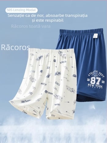 Pantaloni scurți de somn din modal pentru băieți pantaloni casual ușori de vară