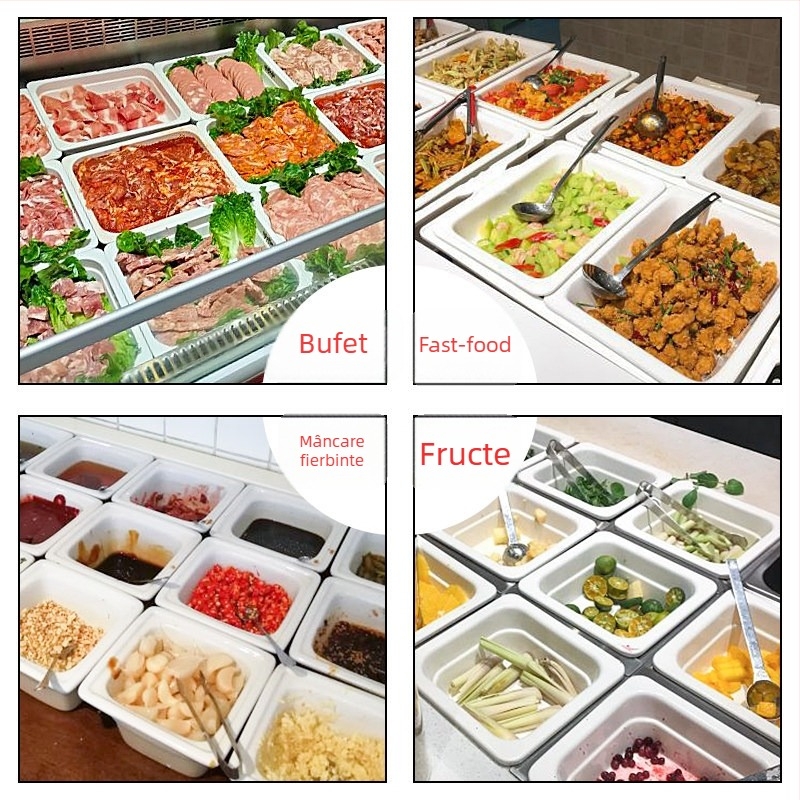 Tavă de servire din melamină pentru hot pot, farfurie albă dreptunghiulară