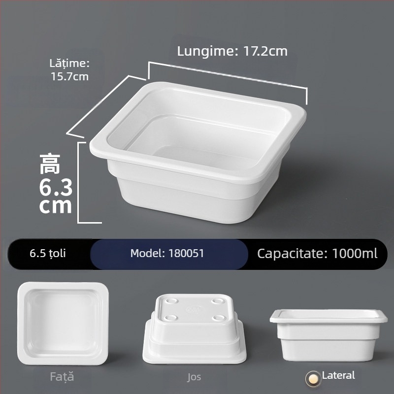 Tavă de servire din melamină pentru hot pot, farfurie albă dreptunghiulară