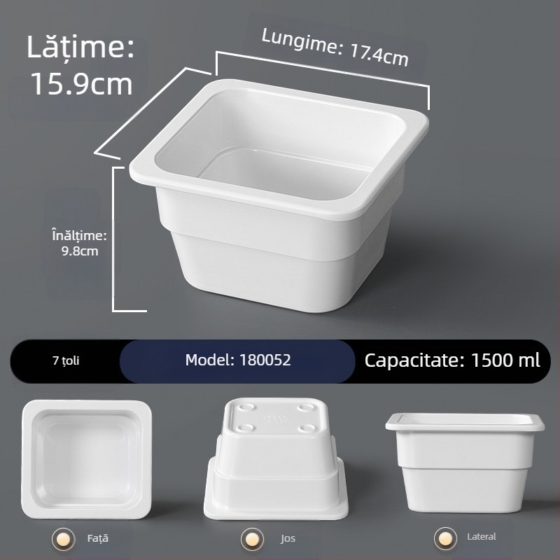 Tavă de servire din melamină pentru hot pot, farfurie albă dreptunghiulară