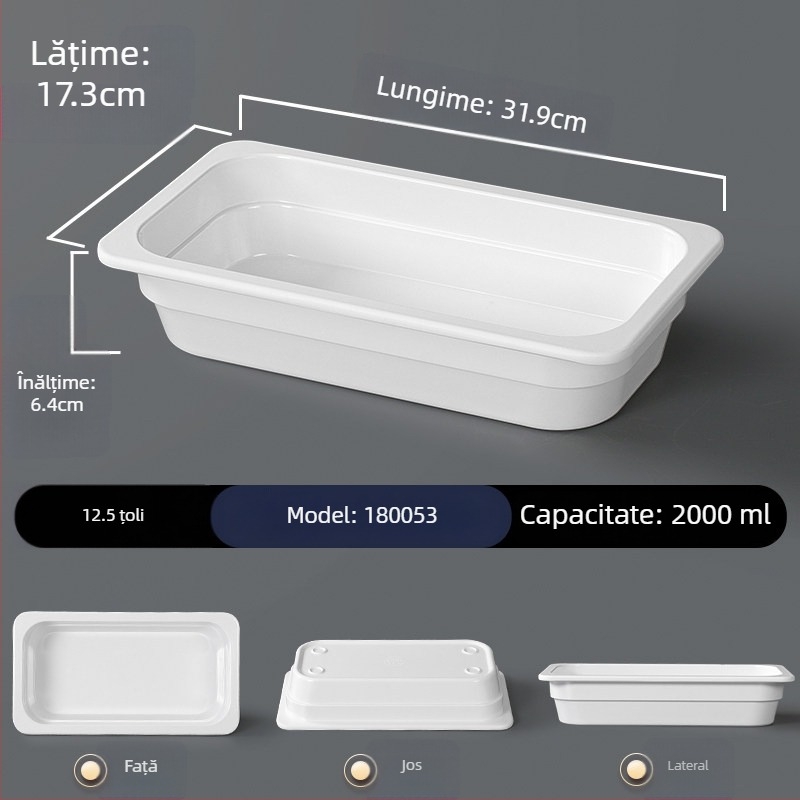 Tavă de servire din melamină pentru hot pot, farfurie albă dreptunghiulară