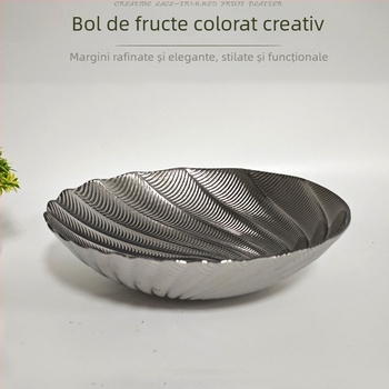 Platou premium din sticlă pentru fructe, pentru sufragerie, farfurie rotundă mare pentru bomboane, cu model în spirală închis