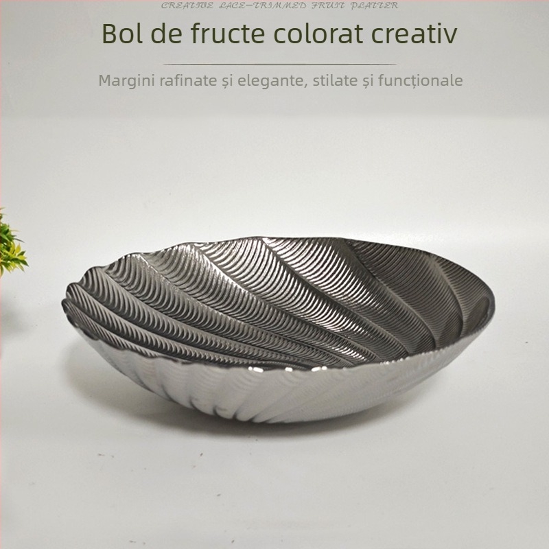 Platou premium din sticlă pentru fructe, pentru sufragerie, farfurie rotundă mare pentru bomboane, cu model în spirală închis