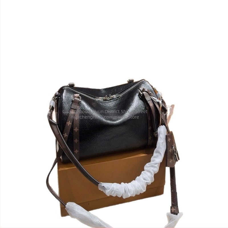 Geantă pentru femei Boston din piele naturală, model nou 2026, vintage, cu capacitate mare, versatilă pentru crossbody și poșetă, în formă de pernă