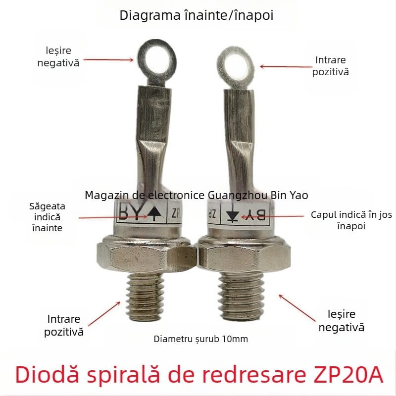 ZP20A 2CZ20A diodă redresoare spirală din siliciu, 1000–1200V, înainte și înapoi