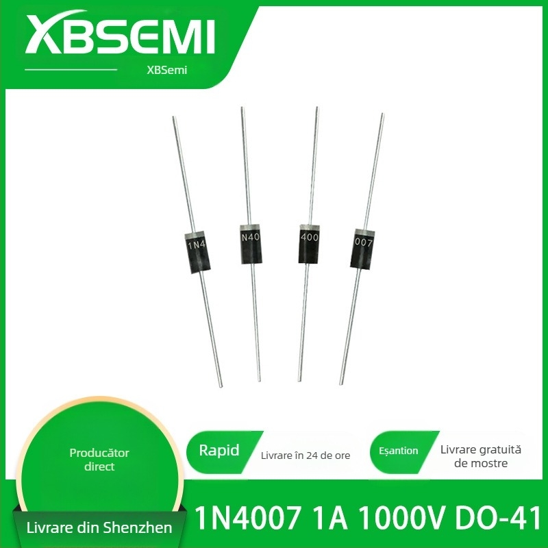 Diodă 1N4007, DO-41, diodă rectificatoare axială, siliciu