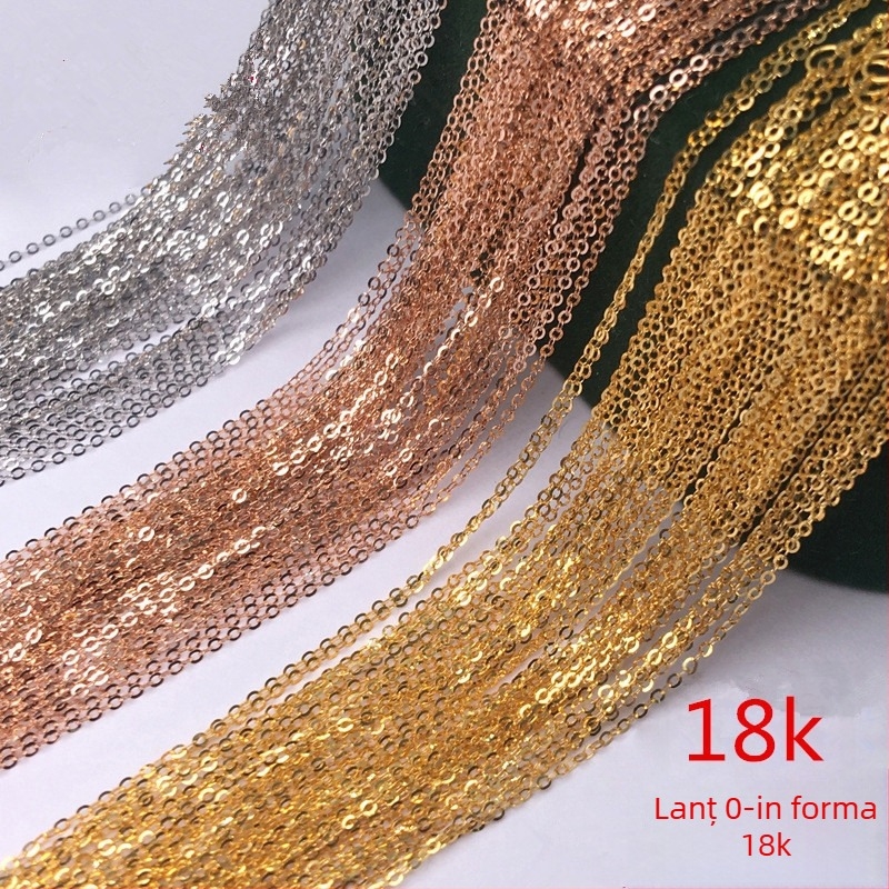 Lanț în formă de O și în formă de L, placat cu aur 18K, argint S925, colier claviculă DIY