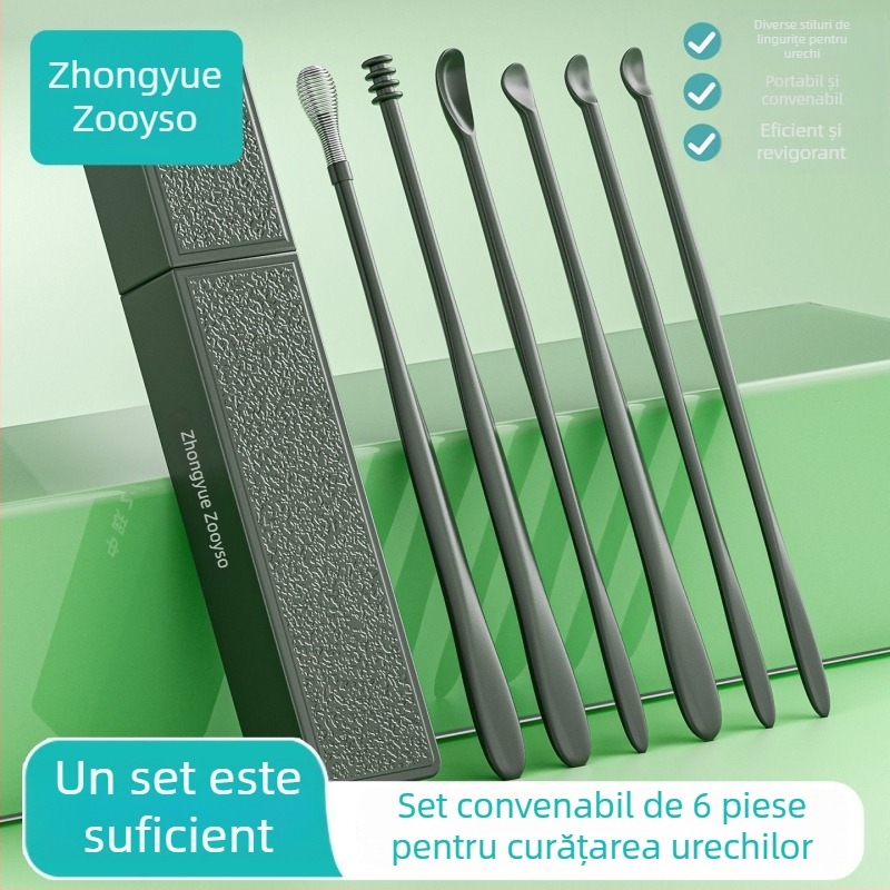 Set Zhongyue cu șase piese pentru îndepărtarea cerumenului, design spiral