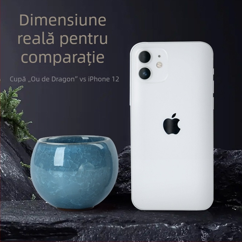 Ceașcă de porțelan cu crackle de gheață, ceașcă unică pentru ceremonia de ceai Kung Fu, design dragon, ceașcă de degustare, cadou elegant