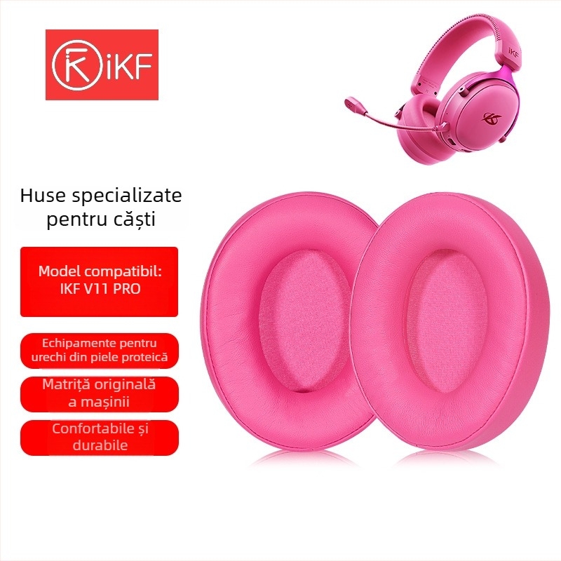 Husă din piele IKF V11Pro pentru căști, cu perne din burete – piese de schimb pentru pernile de urechi
