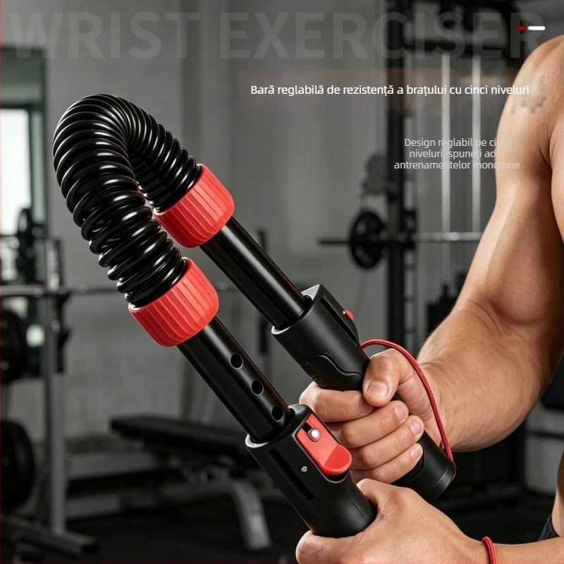 Întăritor reglabil pentru brațe, pentru antrenarea mușchilor brațelor și a mușchilor pieptului, bară de fitness cu arc, multifuncțională