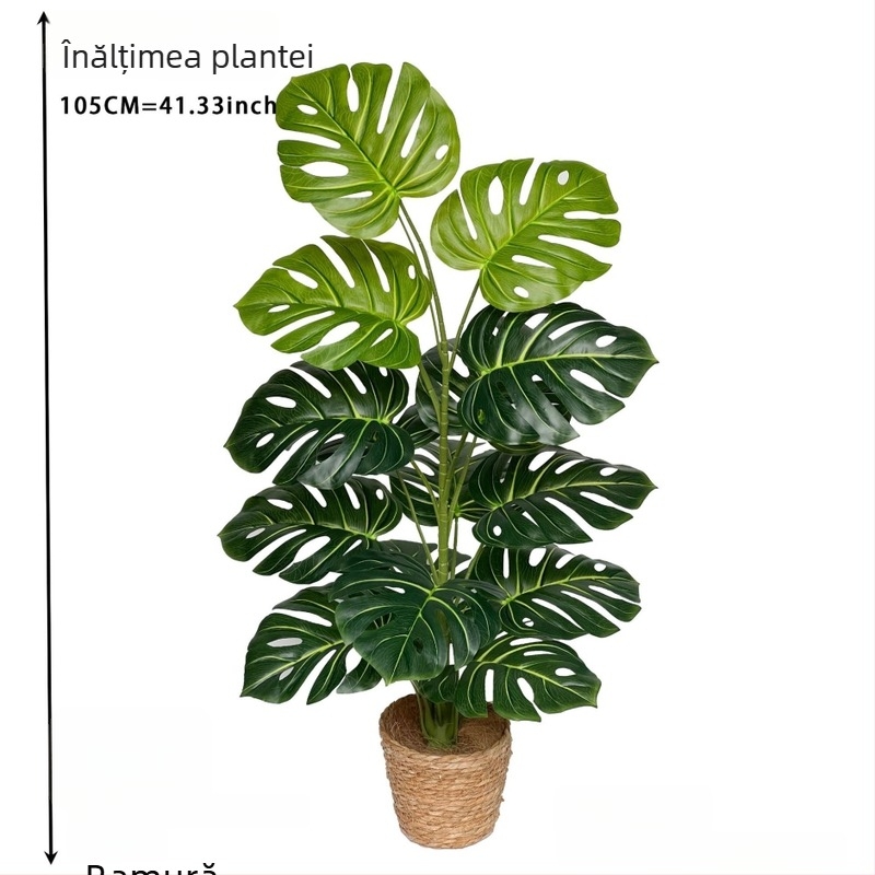 Plantă Monstera artificială cu frunze mari, decor pentru interior și exterior, înălțime 100–200 cm în ghiveci