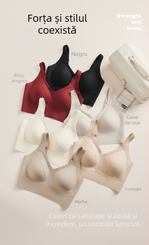 Sutien fără cusături, fără arc, pentru sâni mici, push-up, susținere laterală, stil vestă