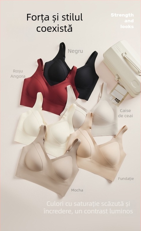 Sutien fără cusături, fără arc, pentru sâni mici, push-up, susținere laterală, stil vestă