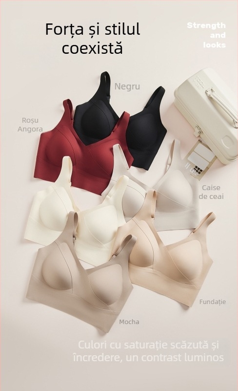 Sutien fără cusături, fără arc, pentru sâni mici, push-up, susținere laterală, stil vestă
