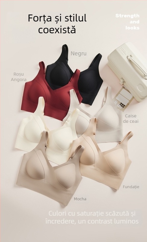 Sutien fără cusături, fără arc, pentru sâni mici, push-up, susținere laterală, stil vestă