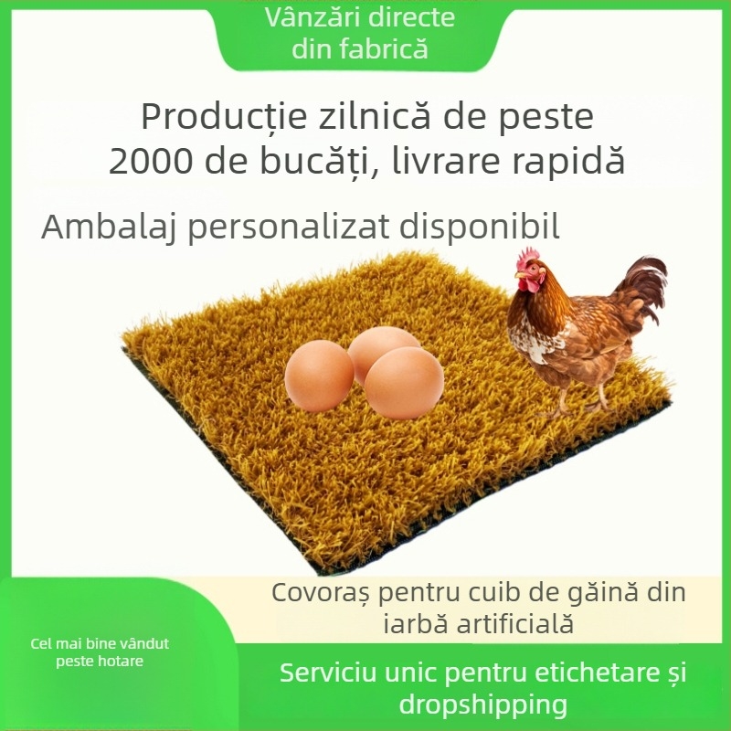 Covoraș lavabil pentru cuiburi de găini, cu iarbă artificială, pentru coteț, cuib simulant pentru ouat