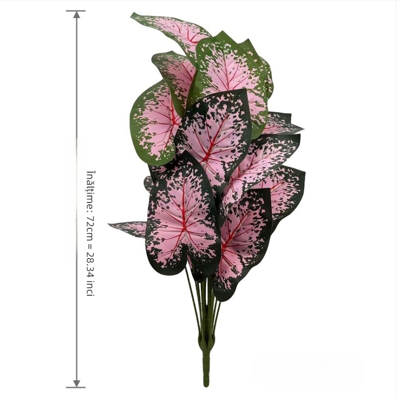 Plante colorate de taro cu flori artificiale roz, bonsai de podea în stil nordic pentru decorul casei