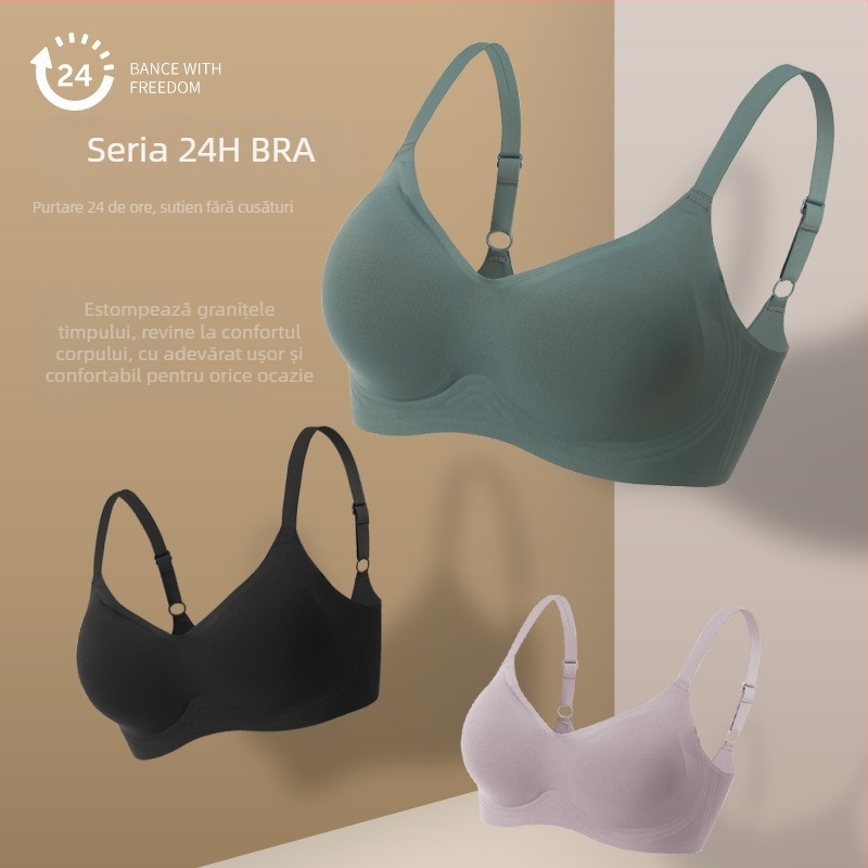 Sutien din latex, fără cusături, cu susținere moale tip jeleu, fără arc, stil sport, modelează silueta de la sânii mici la cei mari