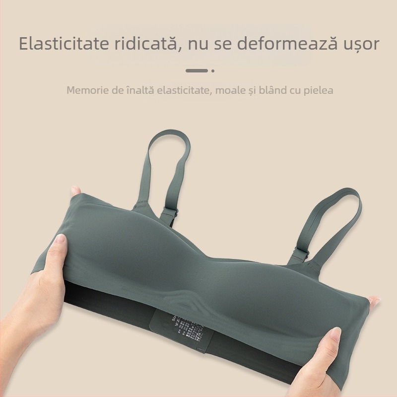 Sutien din latex, fără cusături, cu susținere moale tip jeleu, fără arc, stil sport, modelează silueta de la sânii mici la cei mari