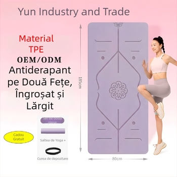 Saltea de yoga TPE, antiderapantă, extra groasă și lată, cu amortizare, 183×61 cm, pentru sărituri cu coarda, dans și antrenament acasă