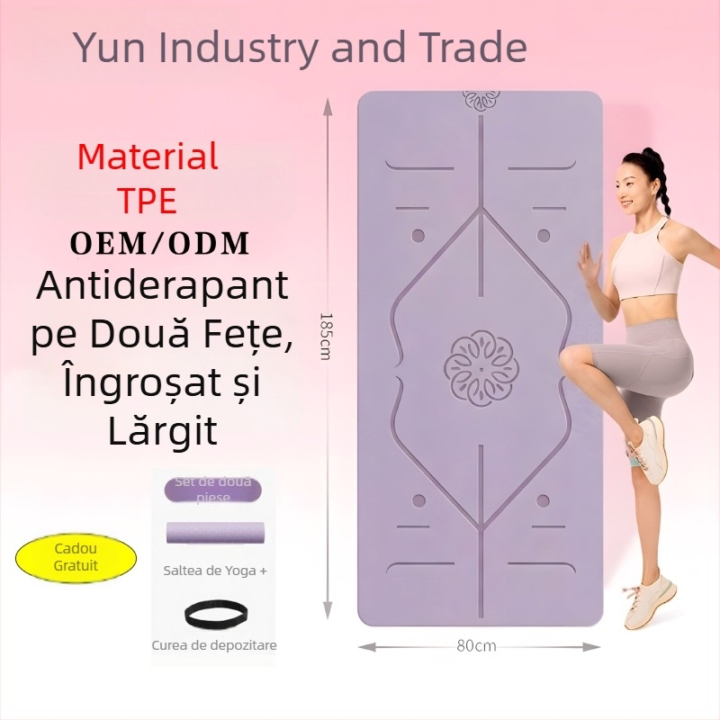 Saltea de yoga TPE, antiderapantă, extra groasă și lată, cu amortizare, 183×61 cm, pentru sărituri cu coarda, dans și antrenament acasă