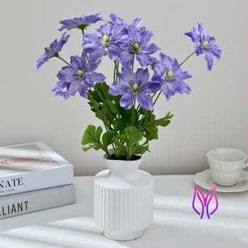 Bonsai hortensie artificial pentru decor interior, plantă în ghiveci, peisaj floral cu 12 capete