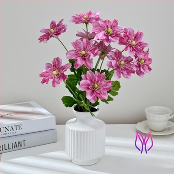 Bonsai hortensie artificial pentru decor interior, plantă în ghiveci, peisaj floral cu 12 capete