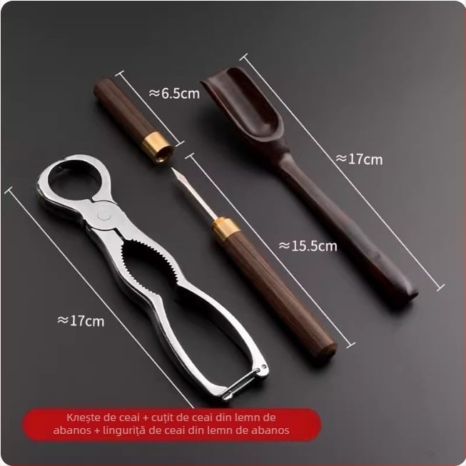 Set de ustensile pentru ceai lucrat manual: tăietor pentru ceai-brițe, foarfece pentru tava de ceai, clește pentru ceai, ac din oțel inoxidabil, cuțit de ceai, cuțit pentru frunze de ceai, cuțit Pu'er