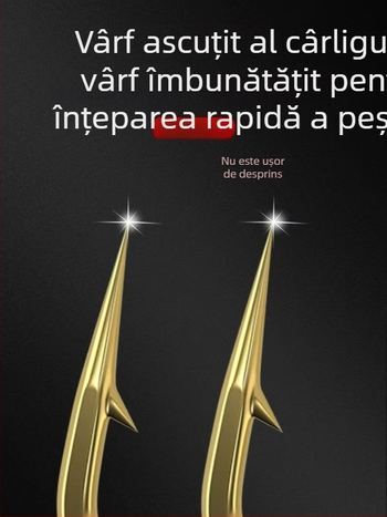 Cârlige aurii cu corp tubular pentru pescuit – cu dinți și fără dinți, mâner lung, dimensiune mică
