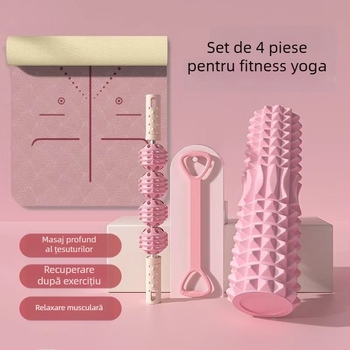 Covor de yoga pentru interior, silențios și pliabil, podea de dans fără miros, set de antrenament cu roller de spumă