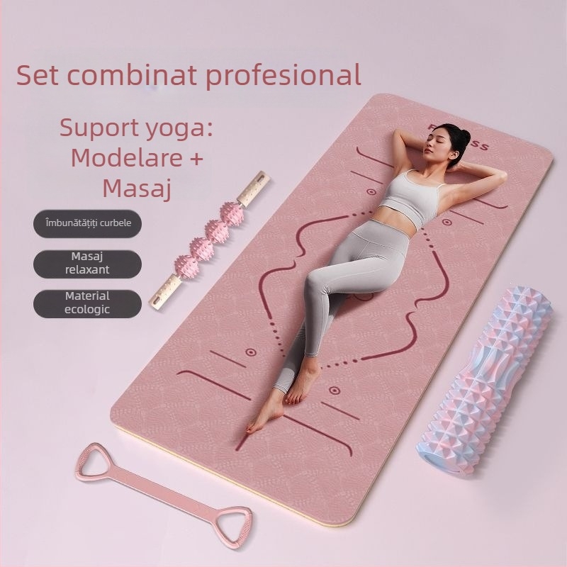 Covor de yoga pentru interior, silențios și pliabil, podea de dans fără miros, set de antrenament cu roller de spumă