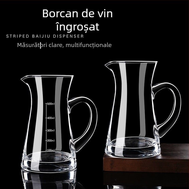 Set de distribuție a băuturilor, cu decantor din sticlă, cană de vin și turnător