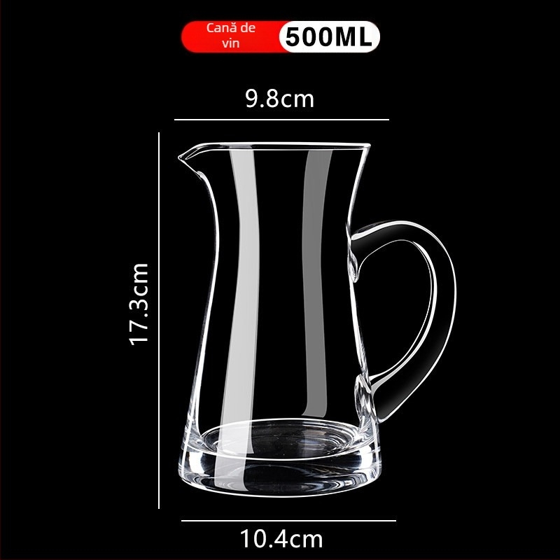 Set de distribuție a băuturilor, cu decantor din sticlă, cană de vin și turnător